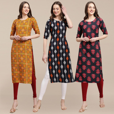 EthnicBasket Women Printed Straight Kurta(Multicolor)