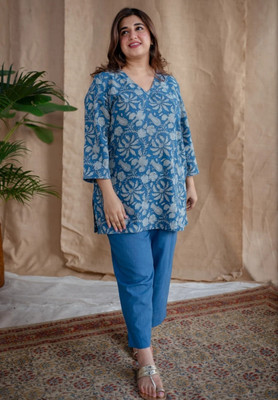 CHOISE GABBAA Women Printed A-line Kurta(Blue)