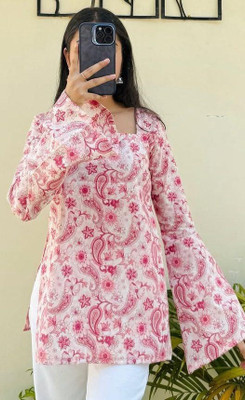 Funish Fashion Women Floral Print, Paisley, Printed A-line Kurta(Pink)