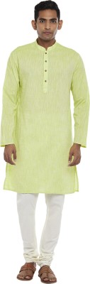 Indus Route by Pantaloons Men Solid Straight Kurta(Yellow)