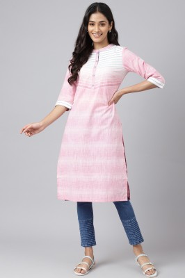 Aurelia Women Printed Straight Kurta(Pink)