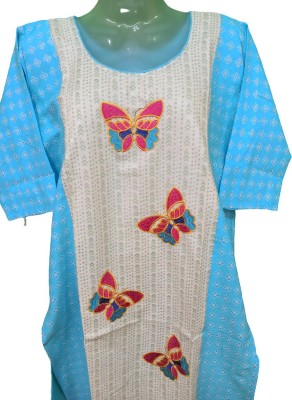 AD FASHION Women Embroidered Straight Kurta(Light Blue)