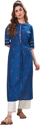 Atheia Women Printed A-line Kurta(Blue)