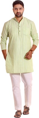 KiEZ FASHION Men Printed A-line Kurta(Light Green)