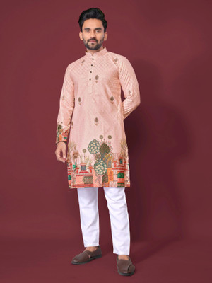 GRATITUDE ROCK Men Embroidered Straight Kurta(Multicolor)