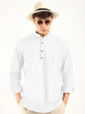 MACSIVO Men Solid Straight Kurta(White)