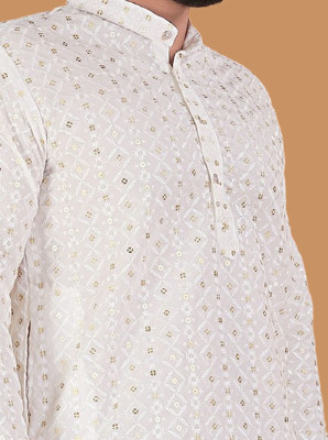 Keton Men Solid Straight Kurta(White)