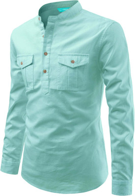 VIMASUTI Men Solid A-line Kurta(Light Blue)