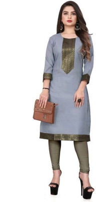 HouseOfCommon Women Printed Flared Kurta(Grey)
