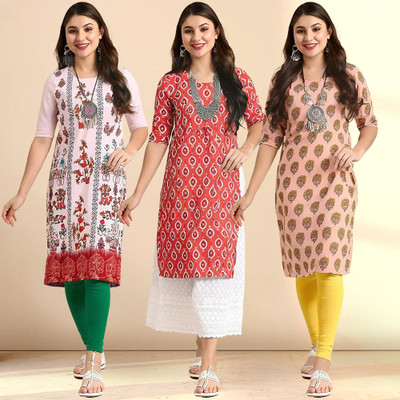 1 Stop Fashion Women Printed A-line Kurta(Multicolor)