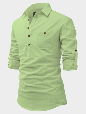ReelerCart Men Solid Straight Kurta(Light Green)