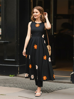 Gosriki Casual Embroidered Women Black Top