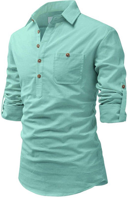 Amrit Trending Men Solid Straight Kurta(Light Green)