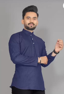 Shree Dutt Creation Men Solid Straight Kurta(Dark Blue)