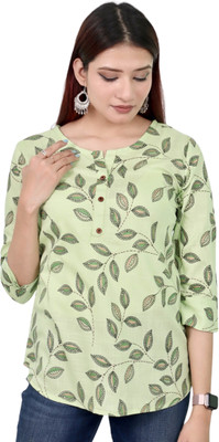 INDICRAFT Women Self Design Straight Kurta(Green)