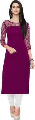 Dream Beauty Fashion Women Solid Straight Kurta(Purple)