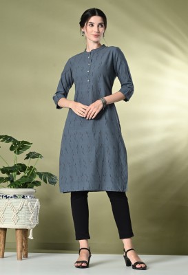 Glowworld Women Printed Straight Kurta(Grey)