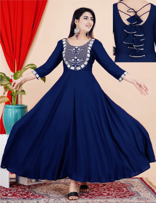 DSS FSHION Women Embroidered Anarkali Kurta(Blue)
