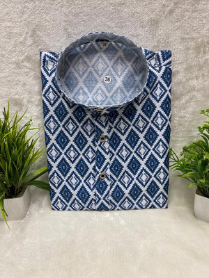 FOXDX Men Geometric Print Straight Kurta(Multicolor)