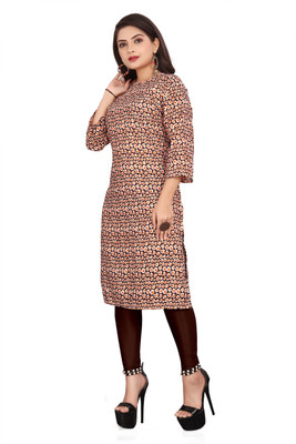 Jayshree Fab Women Printed Straight Kurta(Orange, White, Brown)