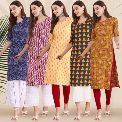 EthnicBasket Women Printed Straight Kurta(Multicolor)