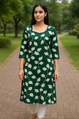 singaran fashion Women Printed, Floral Print A-line Kurta(Green)