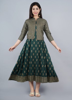 Lakshita Fashion Women Printed Anarkali Kurta(Green)
