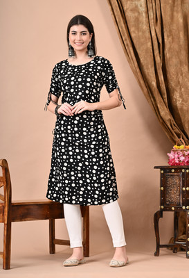 HERE&NOW Women Polka Print Ethnic Dress Kurta(Black)