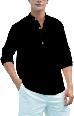Vida Loca Men Solid Straight Kurta(Black)
