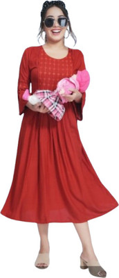 Shri Shyama Creation Women Printed A-line Kurta(Red)