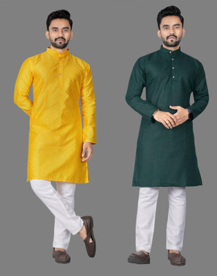 DHASU TRENDZ Men Solid Straight Kurta(Multicolor)