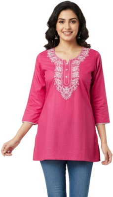 Suvee Women Embroidered Straight Kurta(Purple)