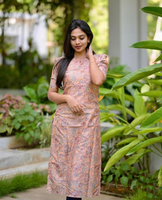 J M CREATION Women Printed A-line Kurta(Beige)