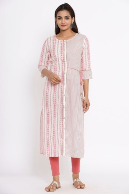 FABRIC FITOOR Women Printed Straight Kurta(White)