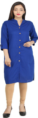 HouseOfCommon Women Printed Straight Kurta(Dark Blue)