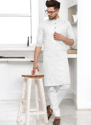 Rashmi Genz Men Printed Straight Kurta(White)