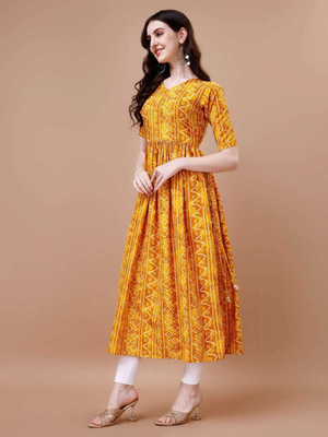 AMORE CREATION Women Geometric Print Flared Kurta(Multicolor)