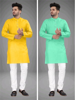 click n buy Men Solid Straight Kurta(Multicolor)