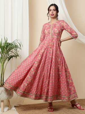Sa Rasa Women Printed Anarkali Kurta(Multicolor)