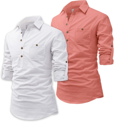 HouseOfCommon Men Solid Straight Kurta(Multicolor)