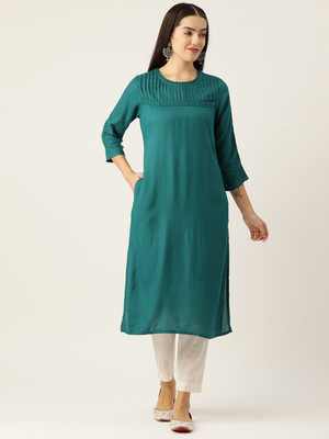 Rue Collection Women Solid A-line Kurta(Green)