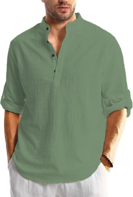 Vida Loca Men Solid Straight Kurta(Green)