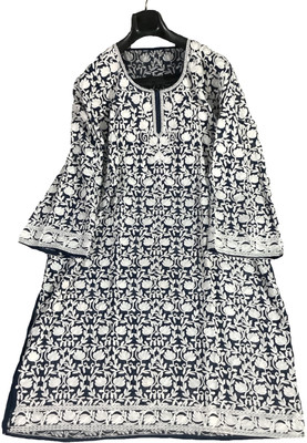 Warm Worth Women Embroidered A-line Kurta(Black)