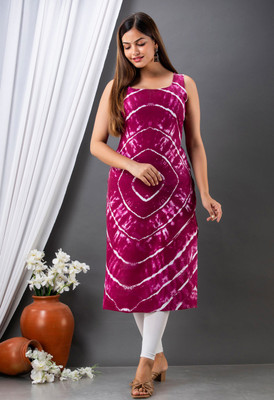Ayana Creation Women Printed Straight Kurta(Pink)