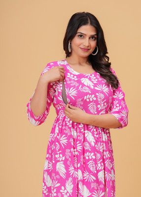 Tanisha Women A-line Pink Midi/Calf Length Dress