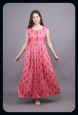 RACHNA FASHION Women Printed Flared Kurta(Pink)