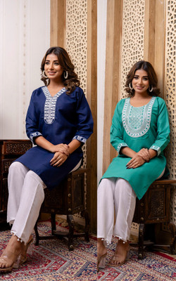 SISTO Women Embroidered A-line Kurta(Multicolor)