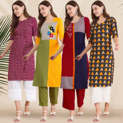 1 Stop Fashion Women Printed Straight Kurta(Multicolor)