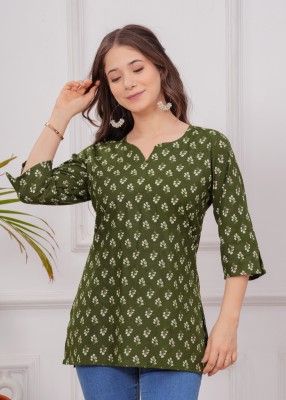 New RJP Craft Women Printed Straight Kurta(Green)