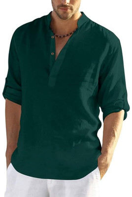 TrendiVastra Men Solid Straight Kurta(Green)